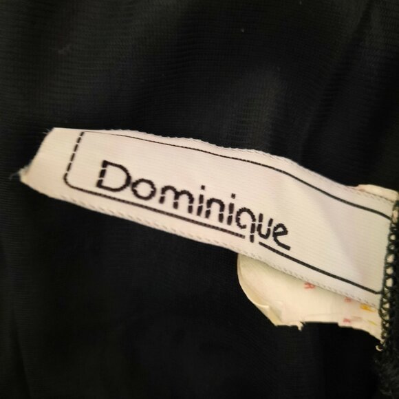 Vintage 70s 80s Black Nightgown Full Length Deep V Neck Sleeveless Size M - Picture 5 of 6